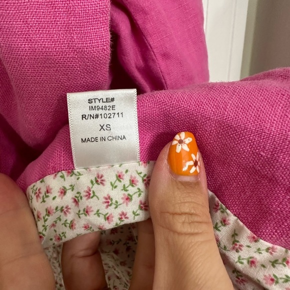 Gibson Women's Linen Blazer XS Pink Stylish Suit Jacket Work Business Cotton - Picture 7 of 8